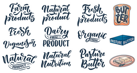 Lettering quotes, great design for any purposes. Vector slogan. Tasty breakfast. Diet food. Pasture, healthy nutrition.