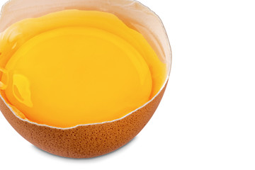 Raw chicken eggs on a white background. Eggs close-up for designers.