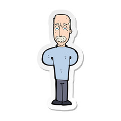 sticker of a cartoon annoyed balding man