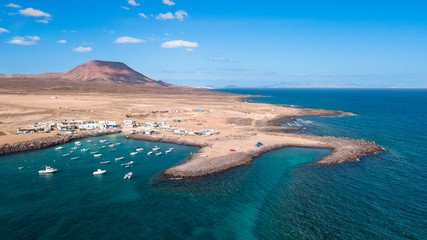 aerial view of a small fishing port