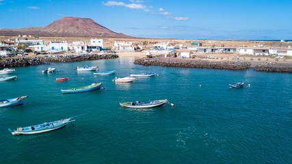 Fototapeta na wymiar aerial view of a small fishing port