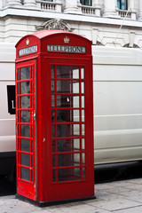 public red telephone cabin in london