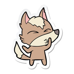 Obraz premium sticker of a cartoon wolf whistling