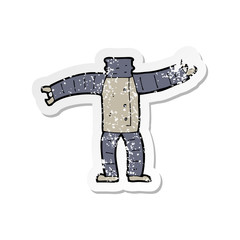 retro distressed sticker of a cartoon robot body