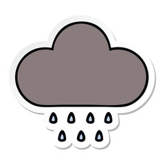 sticker of a cute cartoon storm rain cloud