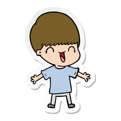 sticker of a happy cartoon boy