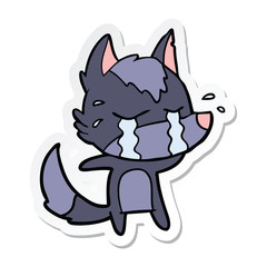 sticker of a cartoon crying wolf