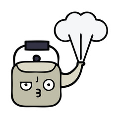 cute cartoon steaming kettle