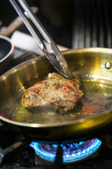 Chef preparing food, meal, in the kitchen, chef cooking, Chef decorating dish