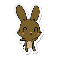 sticker of a cute cartoon rabbit