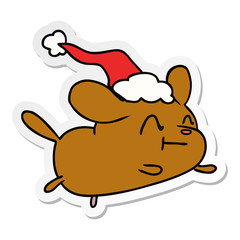 christmas sticker cartoon of kawaii dog