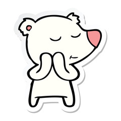 sticker of a happy cartoon polar bear