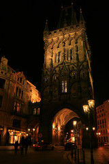 Powder Tower by night, Prague, Czech Republic