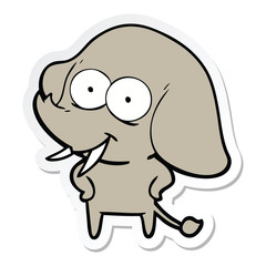 Obraz na płótnie Canvas sticker of a happy cartoon elephant