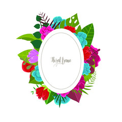 Elegant design illustration of floral frame template with text inside 