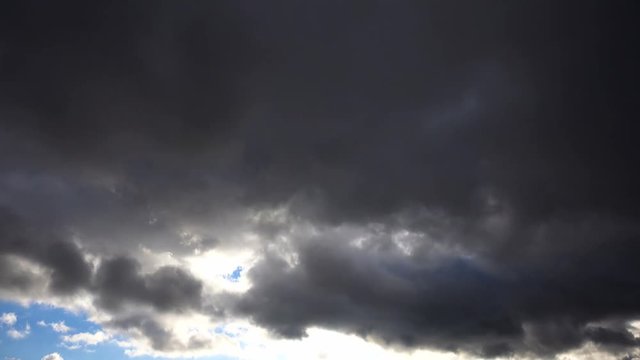 A time lapse of the gray clouds running across sky