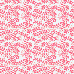 Abstract floral seamless texture with curl flower motifs on grey background. Hand drawn shape branches. Cute red orange surface design textile. Wallpaper,wrapping templates. Vector