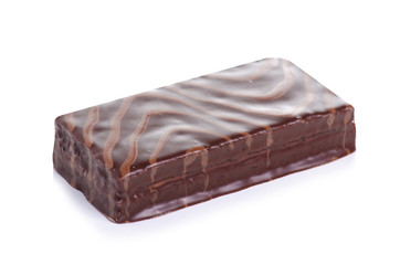 Chocolate cake biscuit on a white background. Isolation