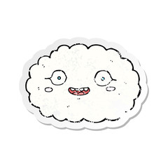 retro distressed sticker of a happy cartoon cloud