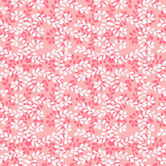 Abstract floral seamless texture with curl flower motifs on grey background. Hand drawn shape branches. Cute red orange surface design textile. Wallpaper,wrapping templates. Vector