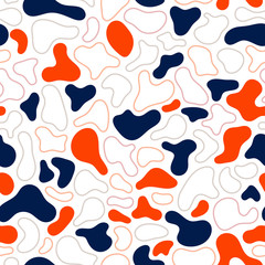 Fluid, liquid flow shapes pattern. Geometric Seamless pattern. Abstract vector illustration with geometric elements, shapes.