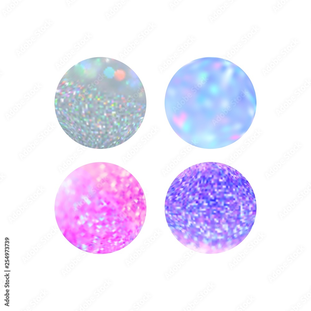 Aufkleber colorful shiny isolated circles with bokeh. holographic minimal and colorful metallic backgrounds fo