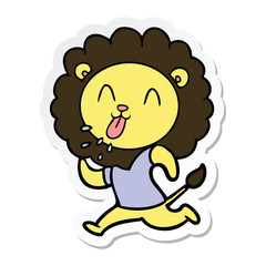 sticker of a happy cartoon lion