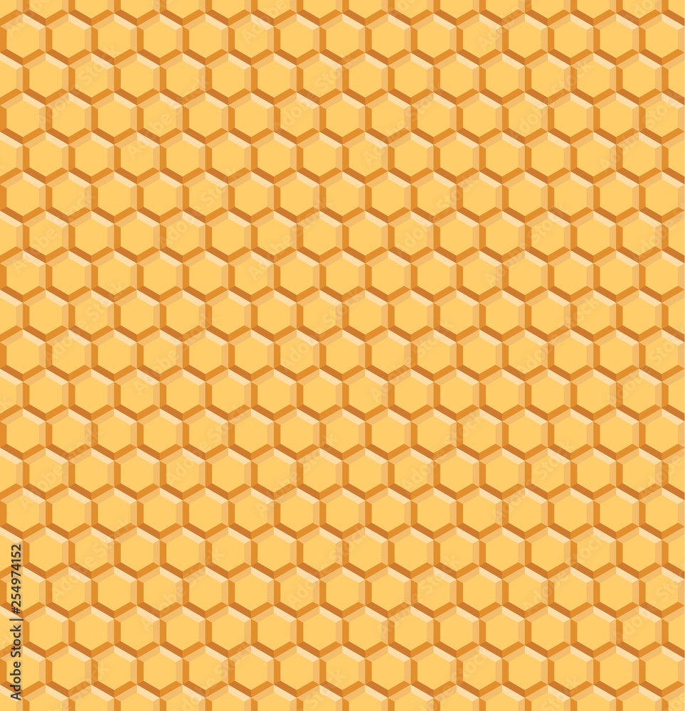 Aufkleber Yellow Geometric Honeycomb Seamless Pattern. Vector Endless Background with Hexagons