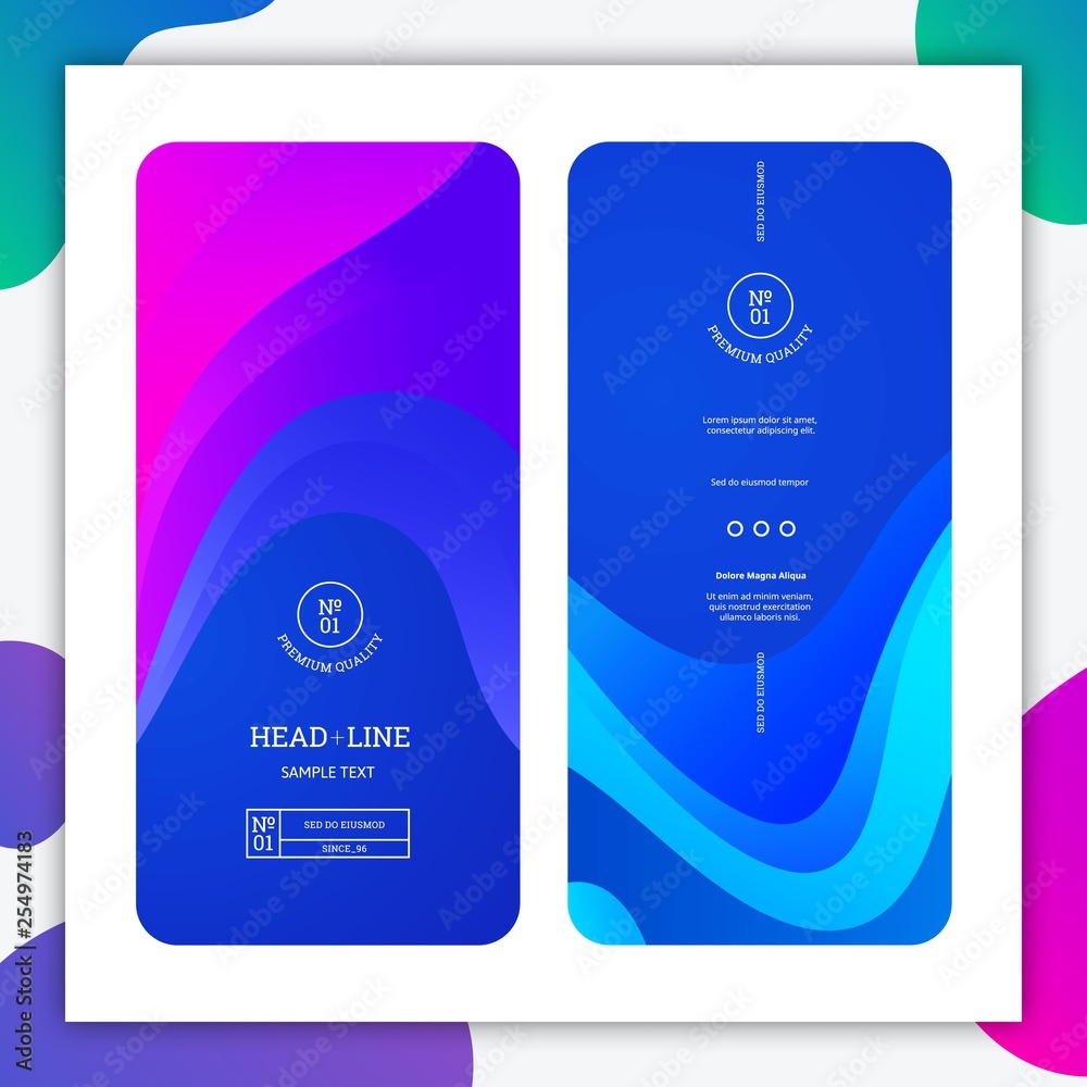 Leinwandbilder blue vertical banners with elegant waves. app background design concept. vector minimal graphic with