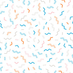 Memphis line seamless pattern. Pattern for fashion and wallpaper. Memphis style fabric, fashion, prints. Vector illustration.