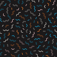 Memphis line seamless pattern. Pattern for fashion and wallpaper. Memphis style fabric, fashion, prints. Vector illustration.