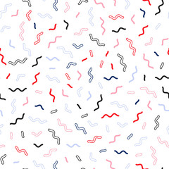 Memphis line seamless pattern. Pattern for fashion and wallpaper. Memphis style fabric, fashion, prints. Vector illustration.