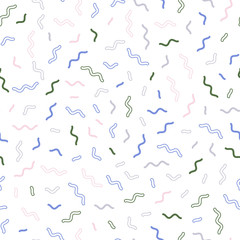 Memphis line seamless pattern. Pattern for fashion and wallpaper. Memphis style fabric, fashion, prints. Vector illustration.