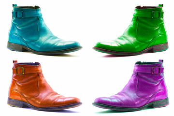 bottines en cuir couleur flashy