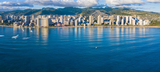 Honolulu skyline with ocean front