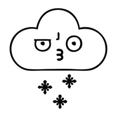 line drawing cartoon storm snow cloud
