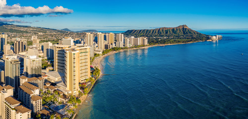 Honolulu skyline with ocean front