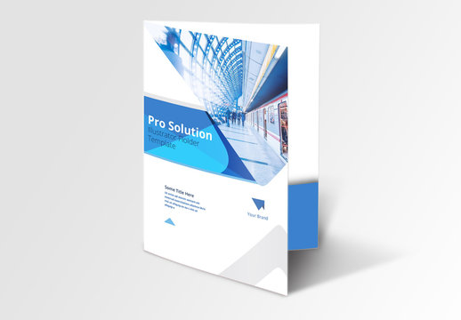 Folder Layout with Abstract Blue Elements