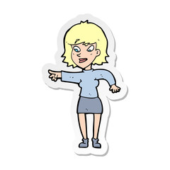 sticker of a cartoon woman pointing