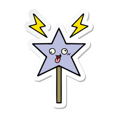 sticker of a cute cartoon magic wand