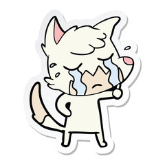 sticker of a crying fox cartoon