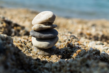 zen stones on the beach