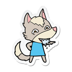 Obraz na płótnie Canvas sticker of a cartoon hungry wolf