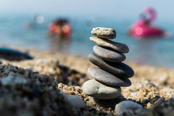 zen stones on the beach