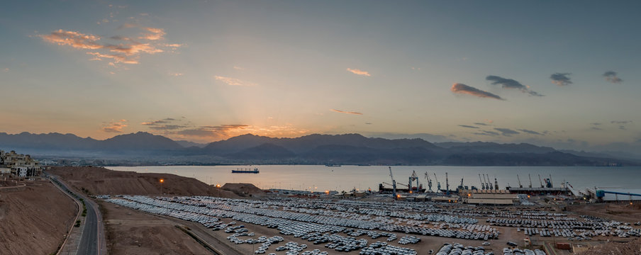 Marine cargo commercial port in Eilat is the southernmost marine port in Israel with exit to the Indian ocean and south of the Far East