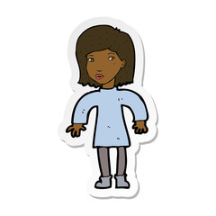 sticker of a cartoon cautious woman