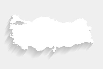 White Turkey map on gray background, vector