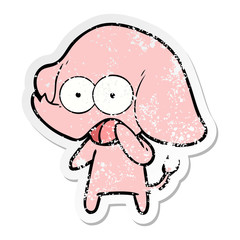 distressed sticker of a cute cartoon elephant