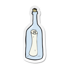 sticker of a cartoon letter in a bottle