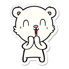 sticker of a happy cartoon polar bear